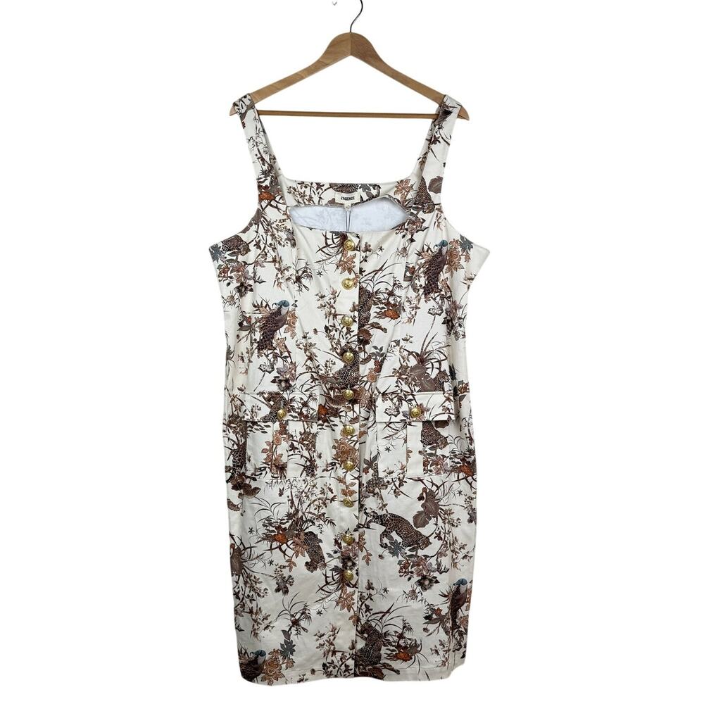 L'AGENCE Idy Tapestry Jungle Print Sheath Dress Button Front Tank Size 16 NWT